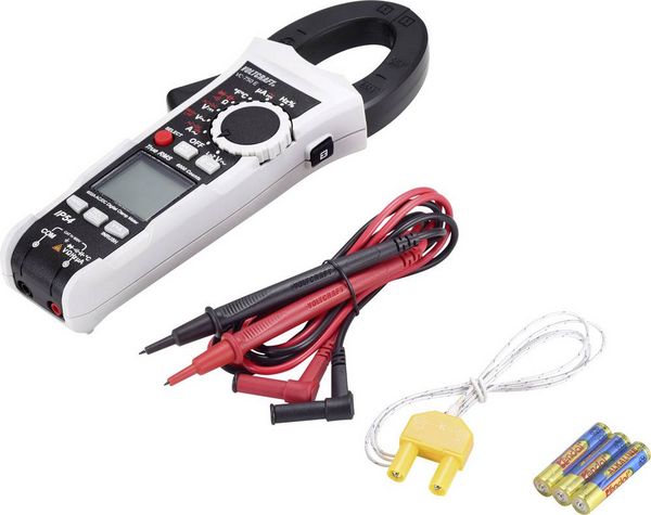 Produktbild: VOLTCRAFT VC-750 E Stromzange, Hand-Multimeter digital Spritzwassergesch&uuml;tzt (IP54) CAT IV 600 V Anzeige (Counts): 6000