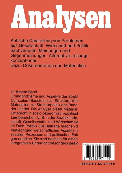 Produktbild: Strukturpolitik Aufgabe der achtziger Jahre