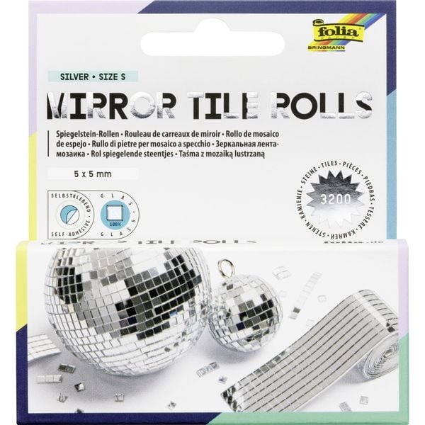 Produktbild: Folia Spiegelsteine Mirror Tile Rolls Size S 5x5mm 2 Rollen 4cmx1m