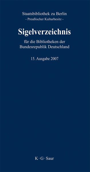 Produktbild: Sigelverzeichnis f&uuml;r die Bibliotheken der Bundesrepublik Deutschland