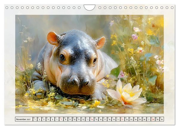 Produktbild: Zwergflusspferde. Kleine Hippos im Sumpfgebiet (Wandkalender 2027 DIN A4 quer), CALVENDO Monatskalender
