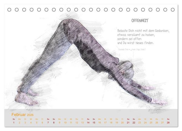 Produktbild: YOGA Inspirationen mit Texten zum Nachdenken (Tischkalender 2026 DIN A5 quer), CALVENDO Monatskalender