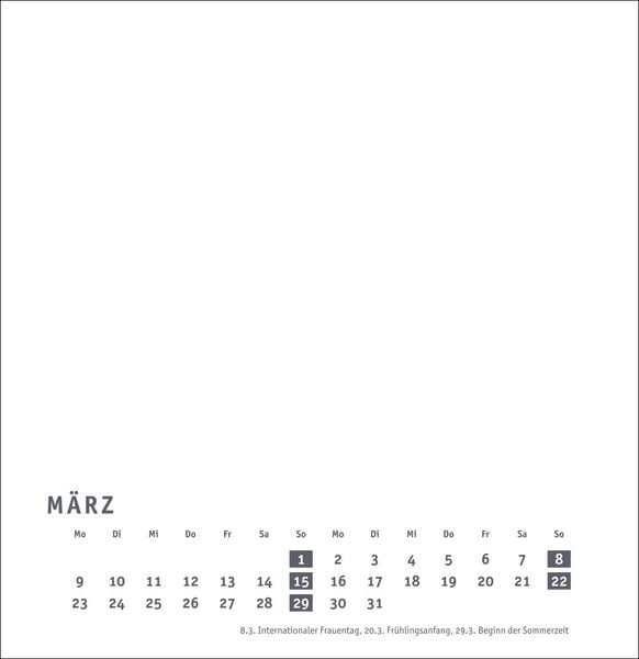 Produktbild: Premium-Bastelkalender weiß groß 2026