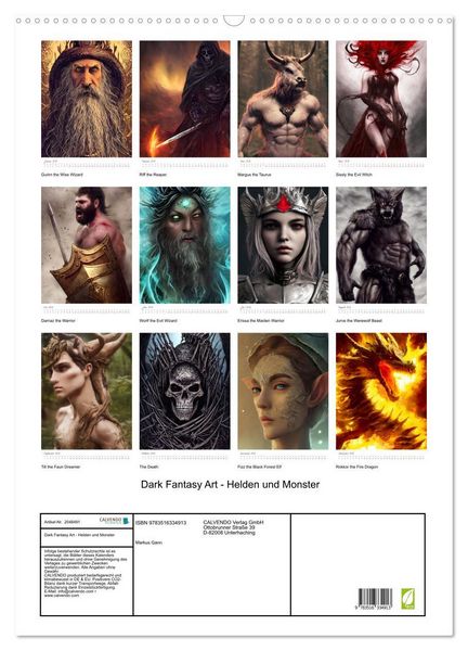 Produktbild: Dark Fantasy Art - Helden und Monster (Wandkalender 2026 DIN A2 hoch), CALVENDO Monatskalender