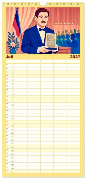 Produktbild: Familienplaner 2027 - Michael Ende mit 5 Spalten (Wandkalender, 21 x 45 cm) CALVENDO
