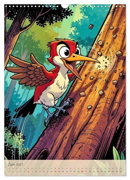 Produktbild: Lustige Buntspechte - Comic (Wandkalender 2027 DIN A3 hoch), CALVENDO Monatskalender