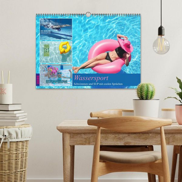 Produktbild: Wassersport - Schwimmen und SUP mit coolen Spr&uuml;chen (Wandkalender 2026 DIN A3 quer), CALVENDO Monatskalender