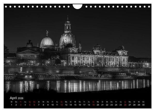 Produktbild: Dresden - Elbflorenz bei Nacht (Wandkalender 2026 DIN A4 quer), CALVENDO Monatskalender