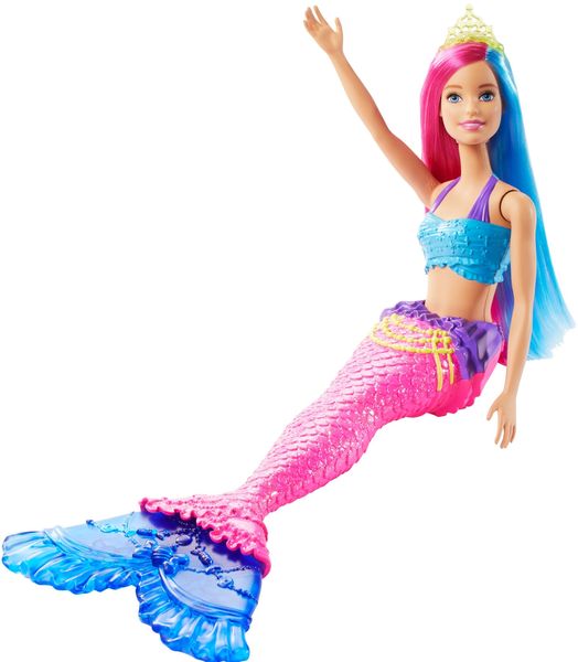 Mattel - Barbie Dreamtopia Meerjungfrau Puppe pinkes und blaues Haar, Anziehpupp