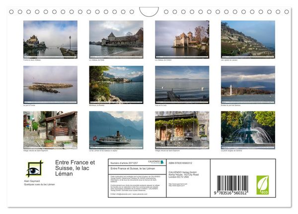 Produktbild: Entre France et Suisse, le lac L&eacute;man (Calendrier mural 2026 DIN A4 vertical), CALVENDO calendrier mensuel