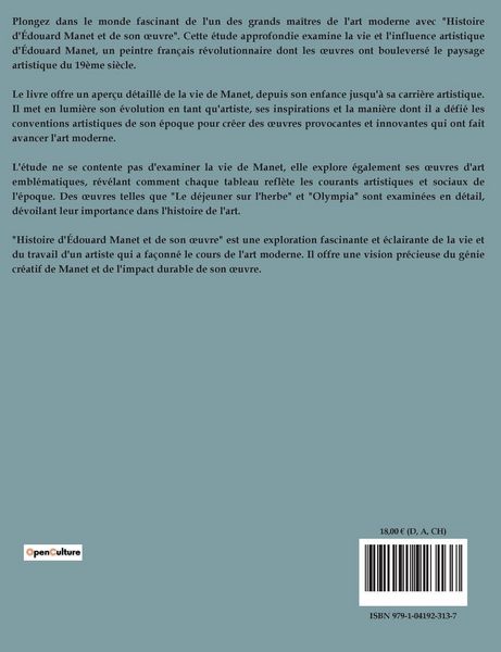 Produktbild: Histoire de &Eacute;douard Manet et de son oeuvre