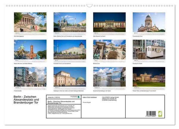 Produktbild: Berlin - Zwischen Alexanderplatz und Brandenburger Tor (Wandkalender 2026 DIN A2 quer), CALVENDO Monatskalender