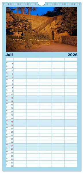 Produktbild: Familienplaner 2026 - Blaue Stunde im Siegerland mit 5 Spalten (Wandkalender, 21 x 45 cm) CALVENDO
