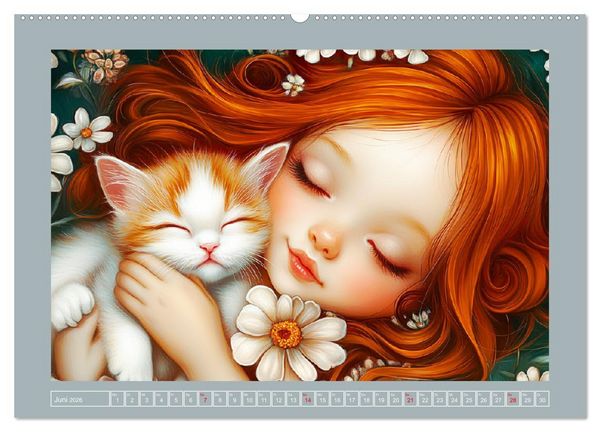Produktbild: Vertr&auml;umte M&auml;dchen. Tiere, Blumen, Liebe. (hochwertiger Premium Wandkalender 2026 DIN A2 quer), Kunstdruck in Hochglanz