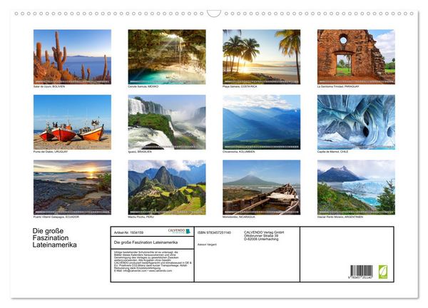 Produktbild: Die gro&szlig;e Faszination Lateinamerika (Wandkalender 2026 DIN A2 quer), CALVENDO Monatskalender