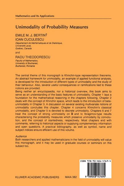 Produktbild: Unimodality of Probability Measures