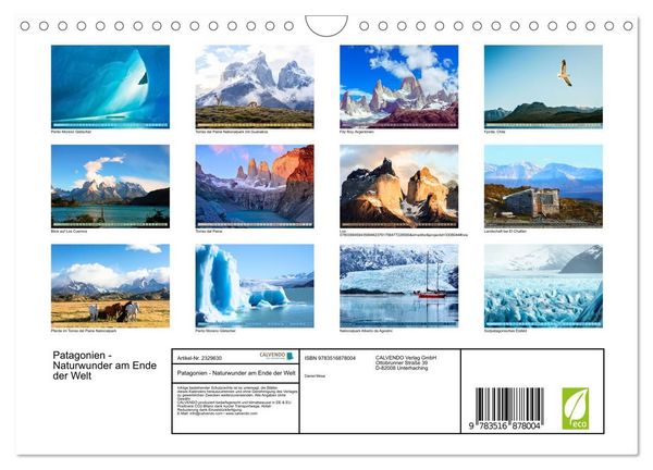Produktbild: Patagonien - Naturwunder am Ende der Welt (Wandkalender 2027 DIN A4 quer), CALVENDO Monatskalender