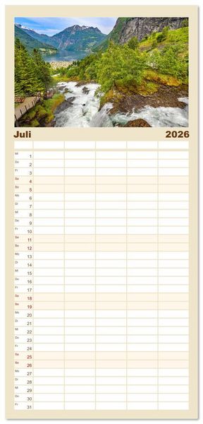 Produktbild: Familienplaner 2026 - Vom S&uuml;dkap zum Nordkap mit 5 Spalten (Wandkalender, 21 x 45 cm) CALVENDO