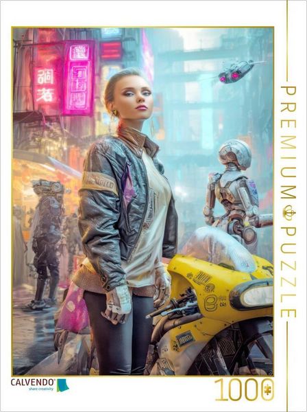 CALVENDO Puzzle Cyberpunk Neonwelt | 1000 Teile Lege-Größe 64x48cm Foto-Puzzle für glückliche Stunden