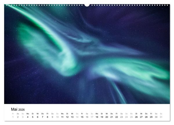 Produktbild: Nordlichter - Farbenspiel am arktischen Nachthimmel (hochwertiger Premium Wandkalender 2026 DIN A2 quer), Kunstdruck in Hochglanz