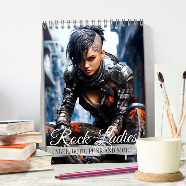 Produktbild: ROCK LADIES Cyber, goth, punk and more (Desk Calendar 2026 DIN A5 portrait), CALVENDO 12 Month DeskCalendar