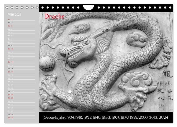 Produktbild: Das Chinesische Horoskop / Geburtstagskalender (Wandkalender 2026 DIN A4 quer), CALVENDO Monatskalender