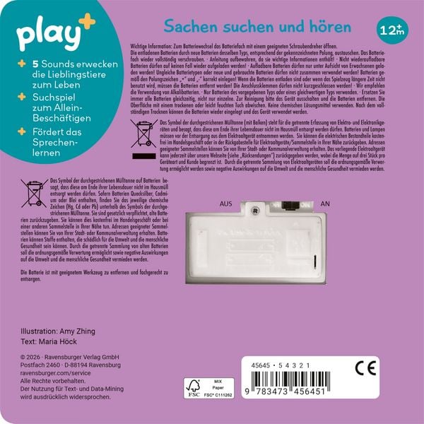 Produktbild: Play+ Mein allererstes Soundbuch Lieblingstiere - ab 12 Monate