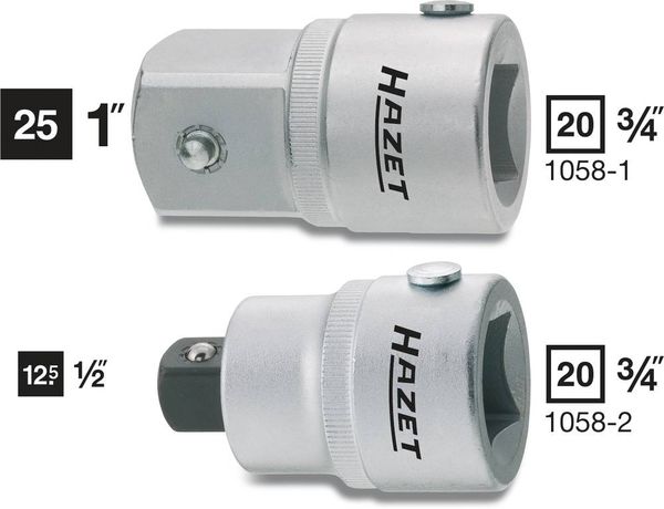 Hazet 1058-2 Steckschlüssel-Adapter Antrieb 3/4' (20 mm) Abtrieb 1/2' (12.5 mm) 52.3 mm 1 St.