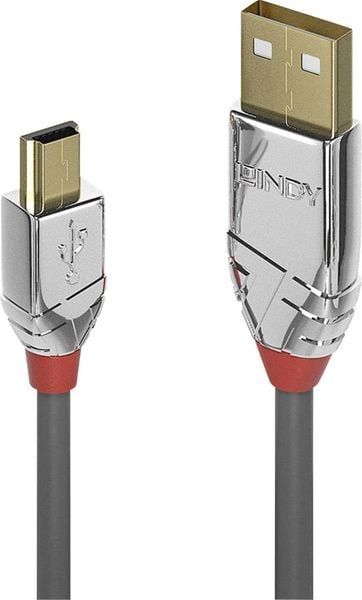 LINDY USB-Kabel USB 2.0 USB-A Stecker, USB-Mini-B Stecker 5.00m Grau 36634
