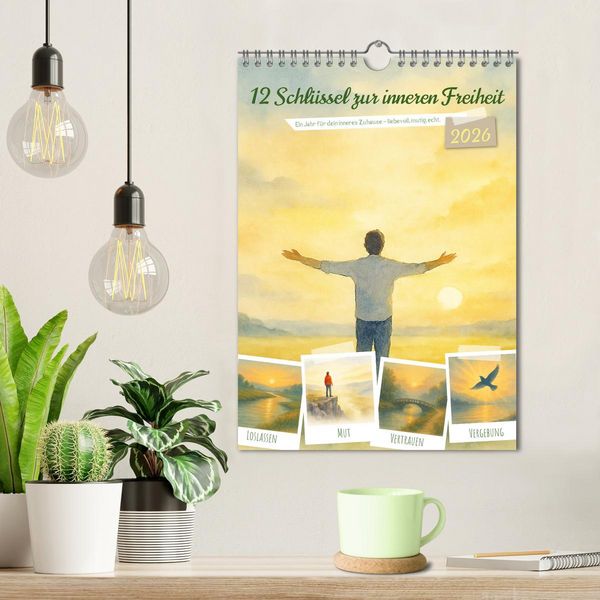 Produktbild: 12 Schl&uuml;ssel zur inneren Freiheit - Ein Jahr f&uuml;r dein inneres Zuhause &ndash; liebevoll, mutig, echt. (Wandkalender 2026 DIN A4 hoch), CALVENDO Monatskalender