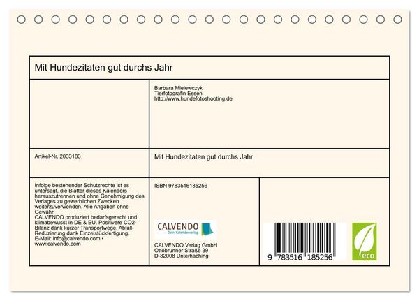 Produktbild: Mit Hundezitaten gut durchs Jahr (Tischkalender 2026 DIN A5 quer), CALVENDO Monatskalender