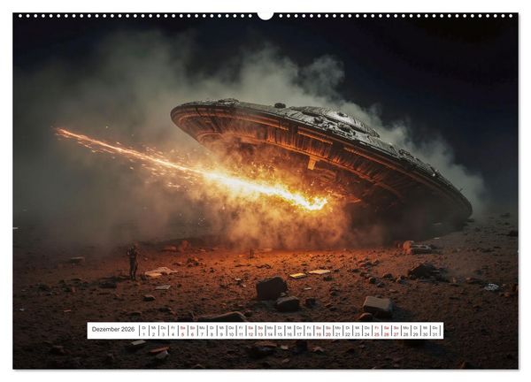 Produktbild: Fliegende Untertasse - Die gro&szlig;e Fantasiereise (hochwertiger Premium Wandkalender 2026 DIN A2 quer), Kunstdruck in Hochglanz