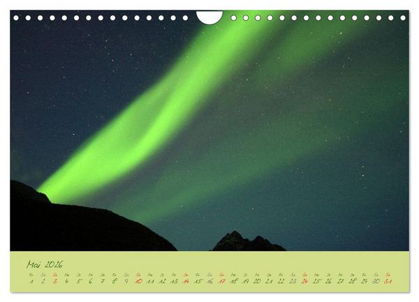 Produktbild: Nordlicht-Zauber auf den Lofoten. Aurora borealis (Wandkalender 2026 DIN A4 quer), CALVENDO Monatskalender