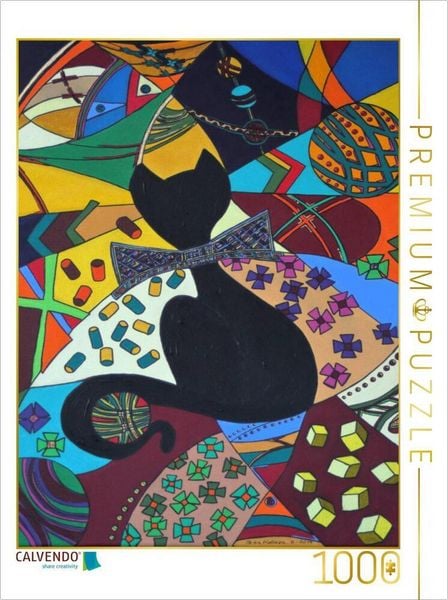 Produktbild: CALVENDO Puzzle Gentleman-K&auml;tz, Petra Kolossa, Acryl auf Leinwand, 70x50, 2017 | 1000 Teile Lege-Gr&ouml;&szlig;e 64x48cm Foto-Puzzle f&uuml;r gl&uuml;ckliche Stunden