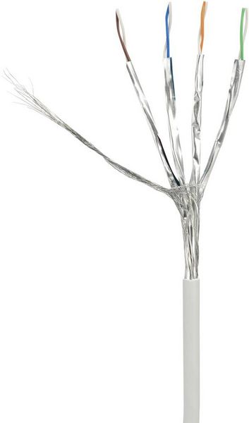 Produktbild: Renkforce RF-4149858 RJ45 Patchkabel CAT 6a (Rohkabel CAT 7) S/FTP 0.25 m Grau mit Rastnasenschutz, Flammwidrig 1 St.