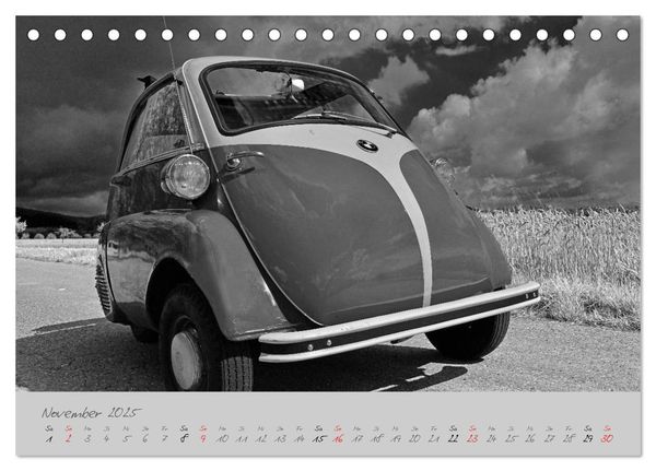 Produktbild: BMW Isetta 300 in schwarzwei&szlig; (Tischkalender 2025 DIN A5 quer), CALVENDO Monatskalender