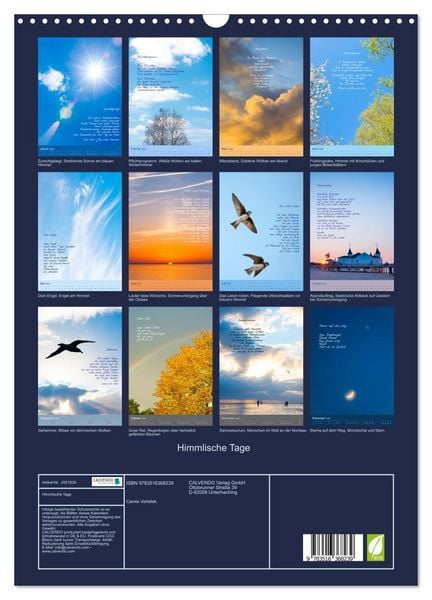 Produktbild: Himmlische Tage (Wandkalender 2026 DIN A3 hoch), CALVENDO Monatskalender