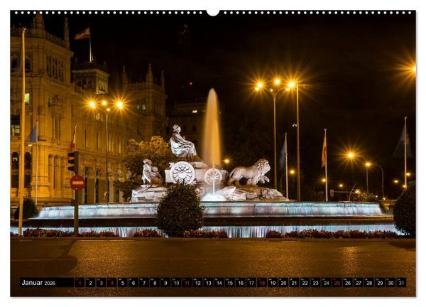 Produktbild: Madrid bei Nacht (hochwertiger Premium Wandkalender 2026 DIN A2 quer), Kunstdruck in Hochglanz