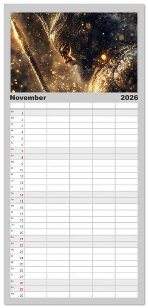 Produktbild: Familienplaner 2026 - G&ouml;tterfunken mit 5 Spalten (Wandkalender, 21 x 45 cm) CALVENDO