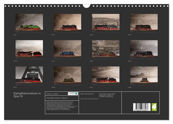 Produktbild: Dampflokomotiven in Spur N (Wandkalender 2026 DIN A3 quer), CALVENDO Monatskalender