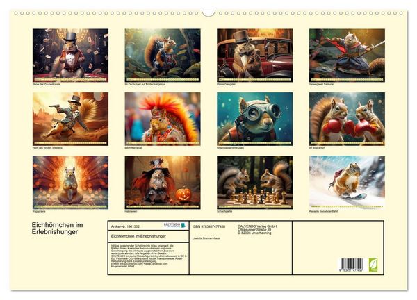 Produktbild: Eichh&ouml;rnchen im Erlebnishunger (Wandkalender 2026 DIN A2 quer), CALVENDO Monatskalender