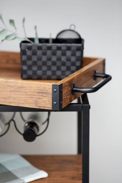 Produktbild: K&uuml;chenwagen Mod. Rustico, mit Weinglashalter und Flaschenhalte