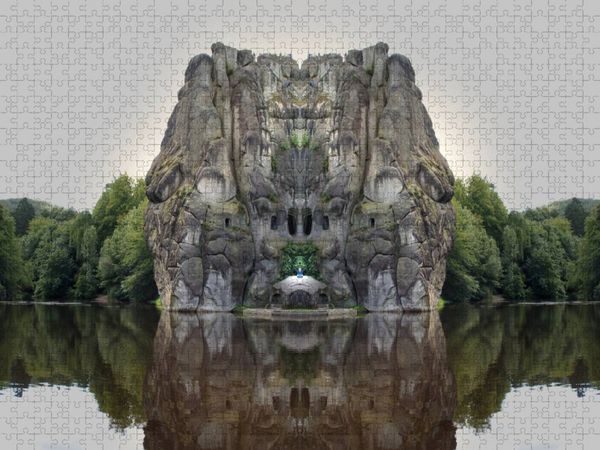 Produktbild: CALVENDO Puzzle Spiegelwelt - die Externsteine | 1000 Teile Lege-Gr&ouml;&szlig;e 64x48cm Foto-Puzzle f&uuml;r gl&uuml;ckliche Stunden