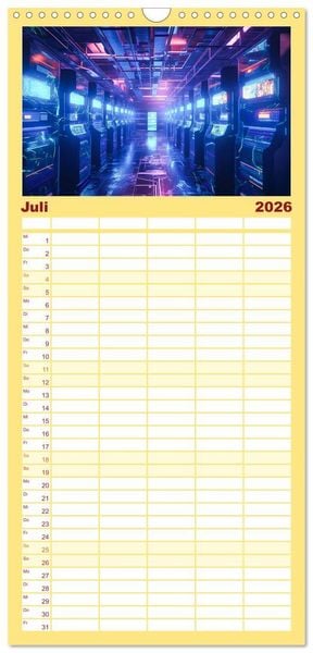 Produktbild: Familienplaner 2026 - Visuelle Reise in die digitale Welt mit 5 Spalten (Wandkalender, 21 x 45 cm) CALVENDO