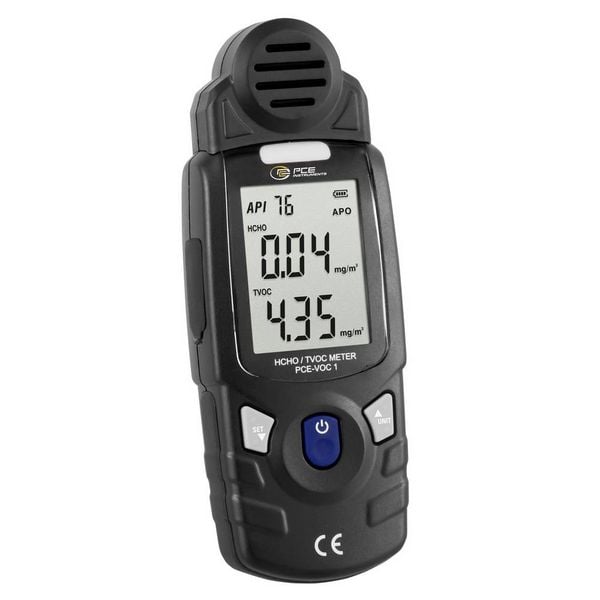 Produktbild: PCE Instruments Gasmessger&auml;t Formaldehyd PCE-VOC 1 Messung von TVOC |HCHO |0...9,99 mg/m&sup3; / PPM |0...5mg/m&sup3; / PPM |Alarm