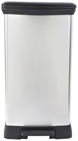 Produktbild: Curver Deco bin metalics 254620 M&uuml;lleimer 46 l (B x H x T) 407 x 749 x 307 mm Silber, Schwarz 1 St.