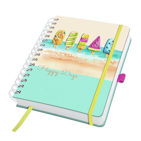 SIGEL JN655 Spiral-Notizbuch Jolie, ca. A5, dotted, pink, sandbraun, gelb, aquamarin, Notizbuch von , Sigel