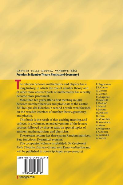 Produktbild: Frontiers in Number Theory, Physics, and Geometry I