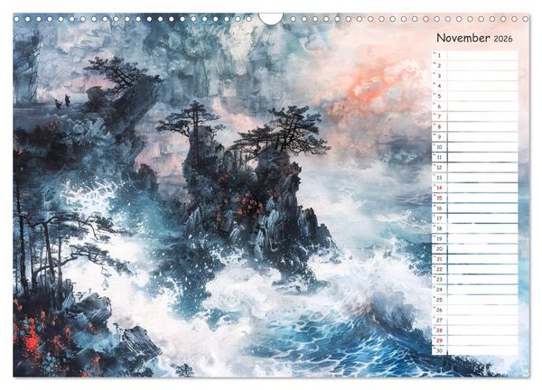 Produktbild: Chinas Harmonie - Terminplaner mit Landschaften und Symbolen (Wandkalender 2026 DIN A3 quer), CALVENDO Monatskalender