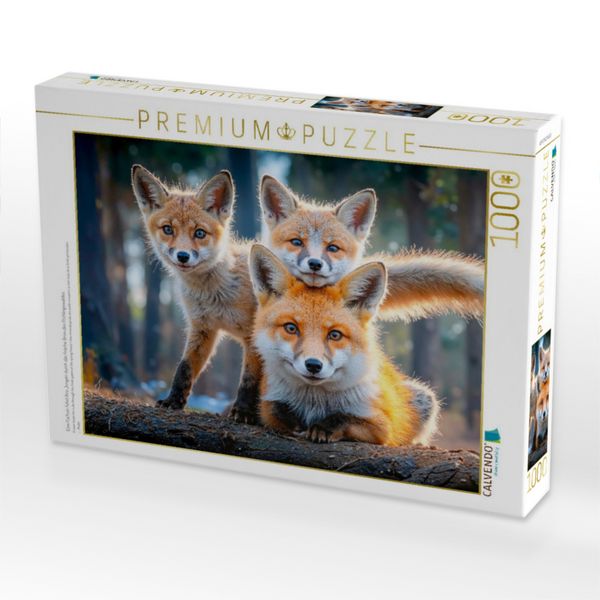 Produktbild: CALVENDO Puzzle Eine F&uuml;chsin f&uuml;hrt ihre Jungen durch das frische Gr&uuml;n des Fr&uuml;hlingswaldes | 1000 Teile Lege-Gr&ouml;&szlig;e 64x48cm Foto-Puzzle f&uuml;r gl&uuml;ckliche S